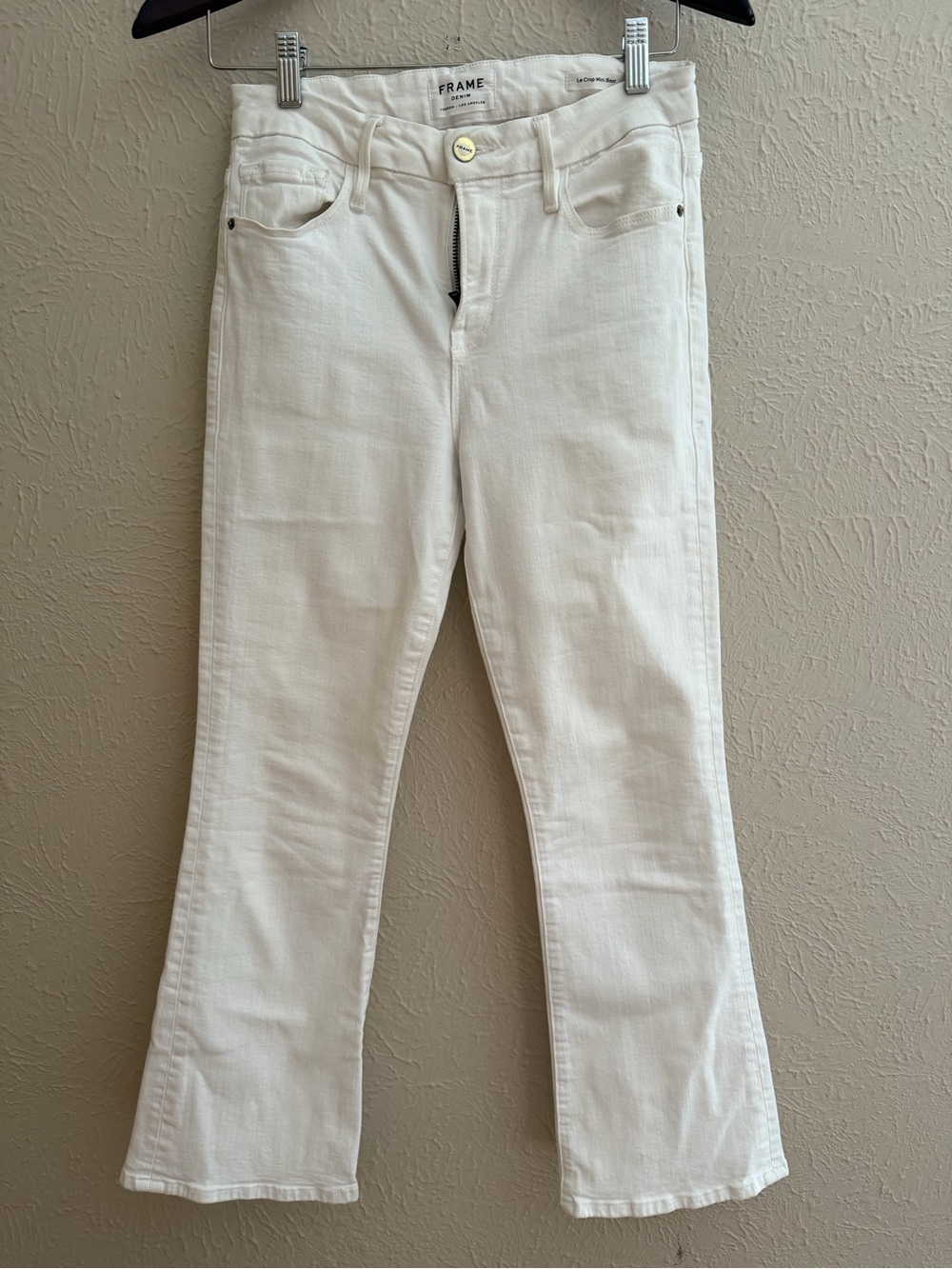 FRAME Le Crop Mini Boot White Jeans | Cropped Kick-Flare | Size 26